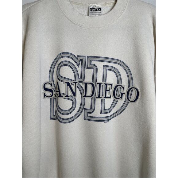 VTG San Diego Sweatshirt Men's 2XL White 90s Big Logo Made In USA - Picture 2 of 7